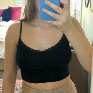 Black Top Shop Lace Detailing Crop Top